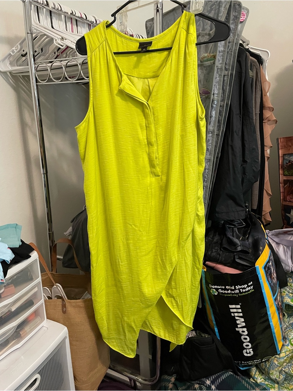 Worthington Neon Yellow Sleeveless Shift Dress